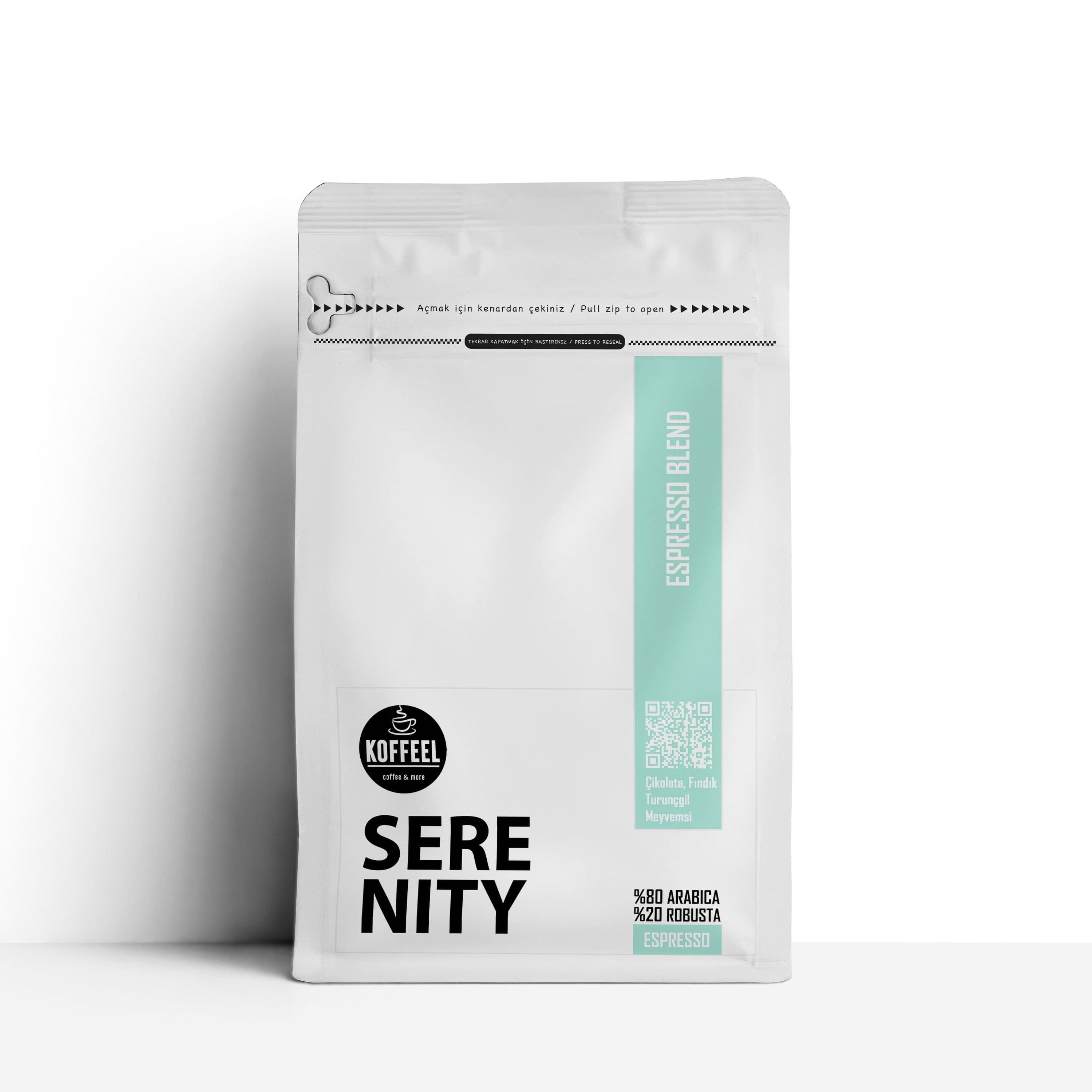 Serenity Espresso Kahve Harmanı % 80 Arabica % 20 Robusta Koffeel